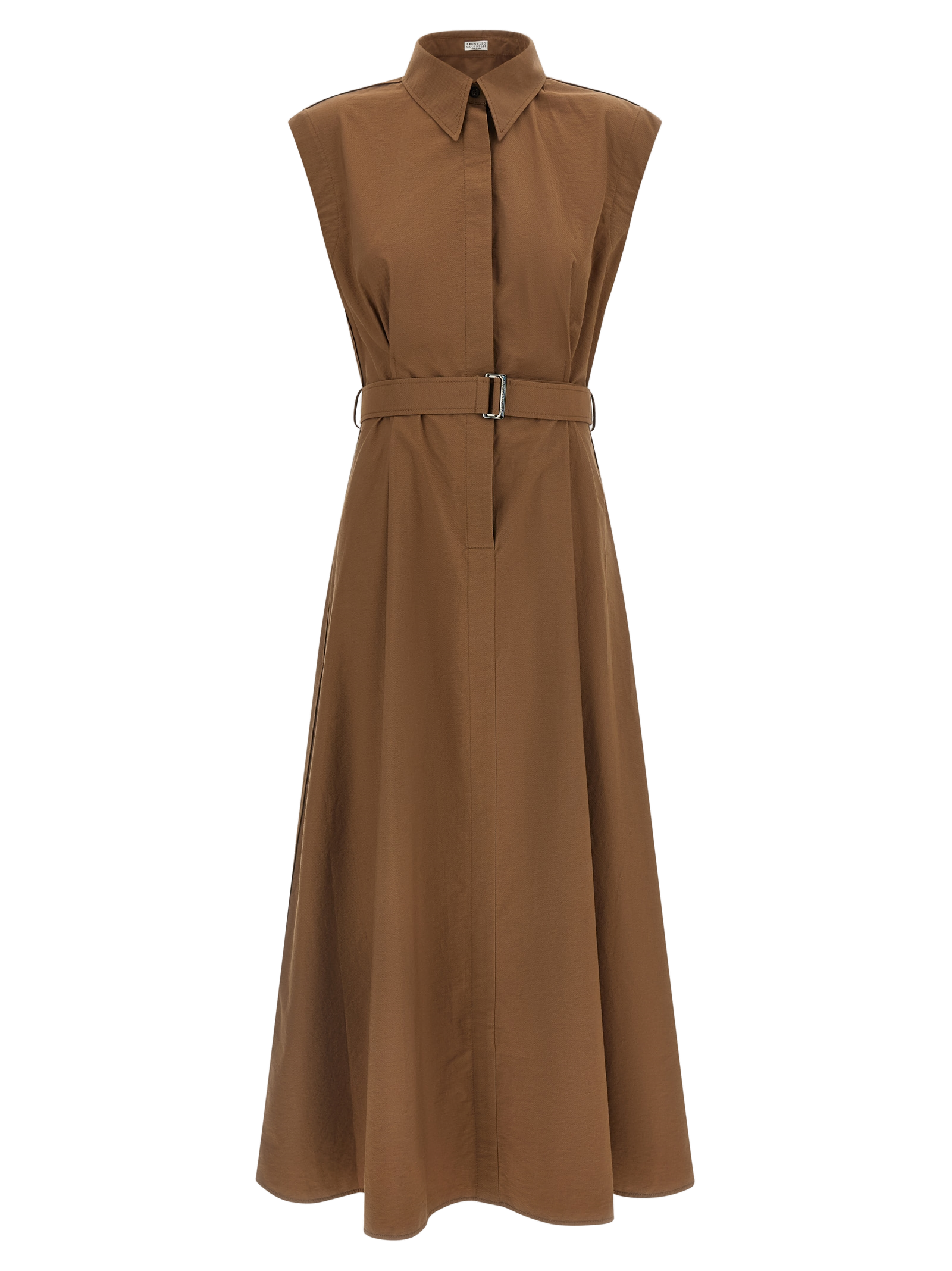 Cotton Midi Dress — Brown