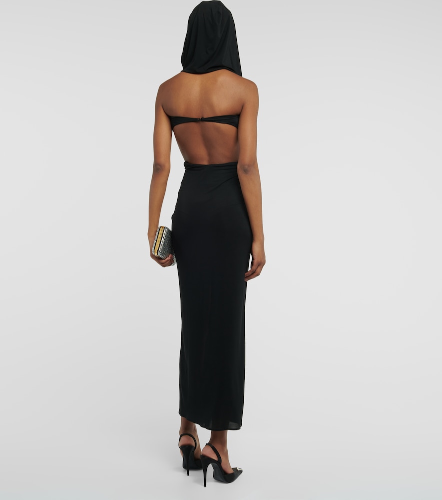 Hooded cutout midi dress