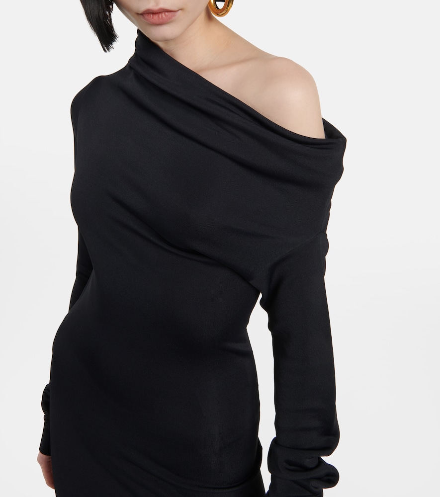 One-shoulder jersey gown