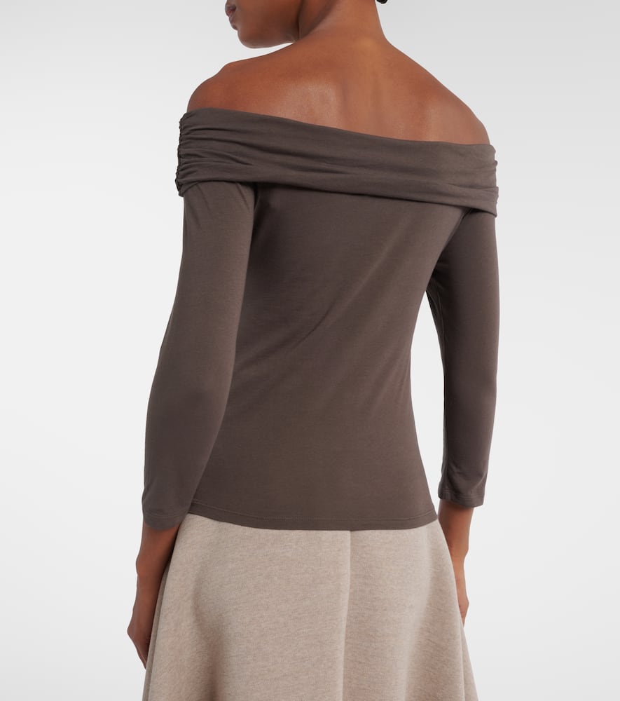 Clarissa off-shoulder cotton-blend top