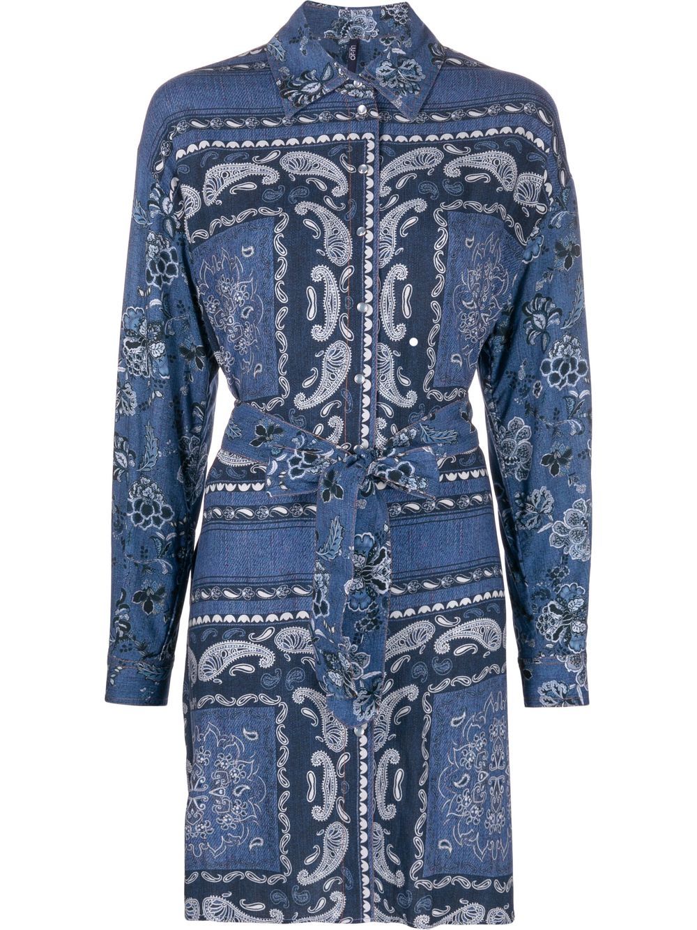 Paisley-print shirt dress - Blue