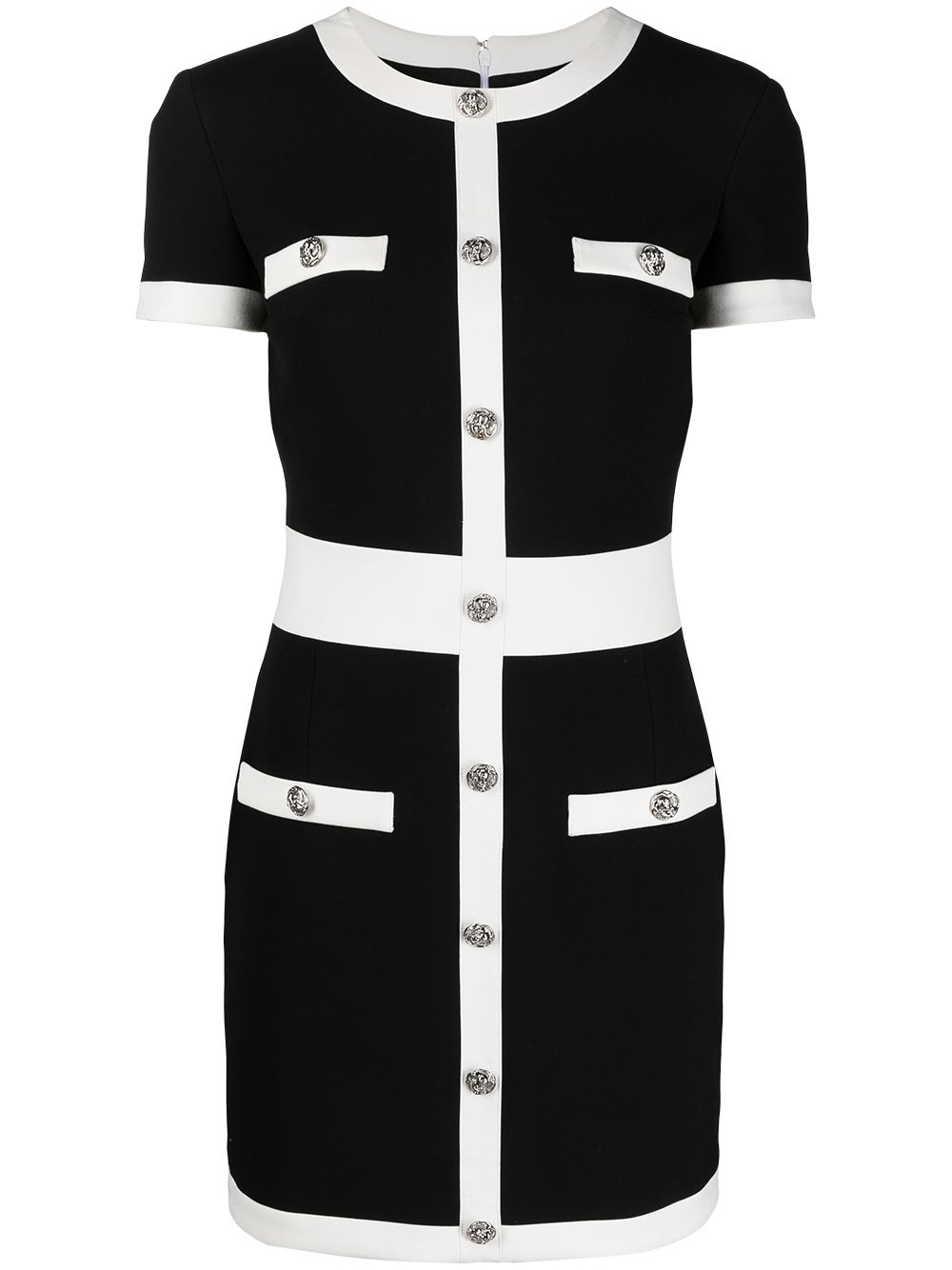 Contrast-trim mini dress - Black