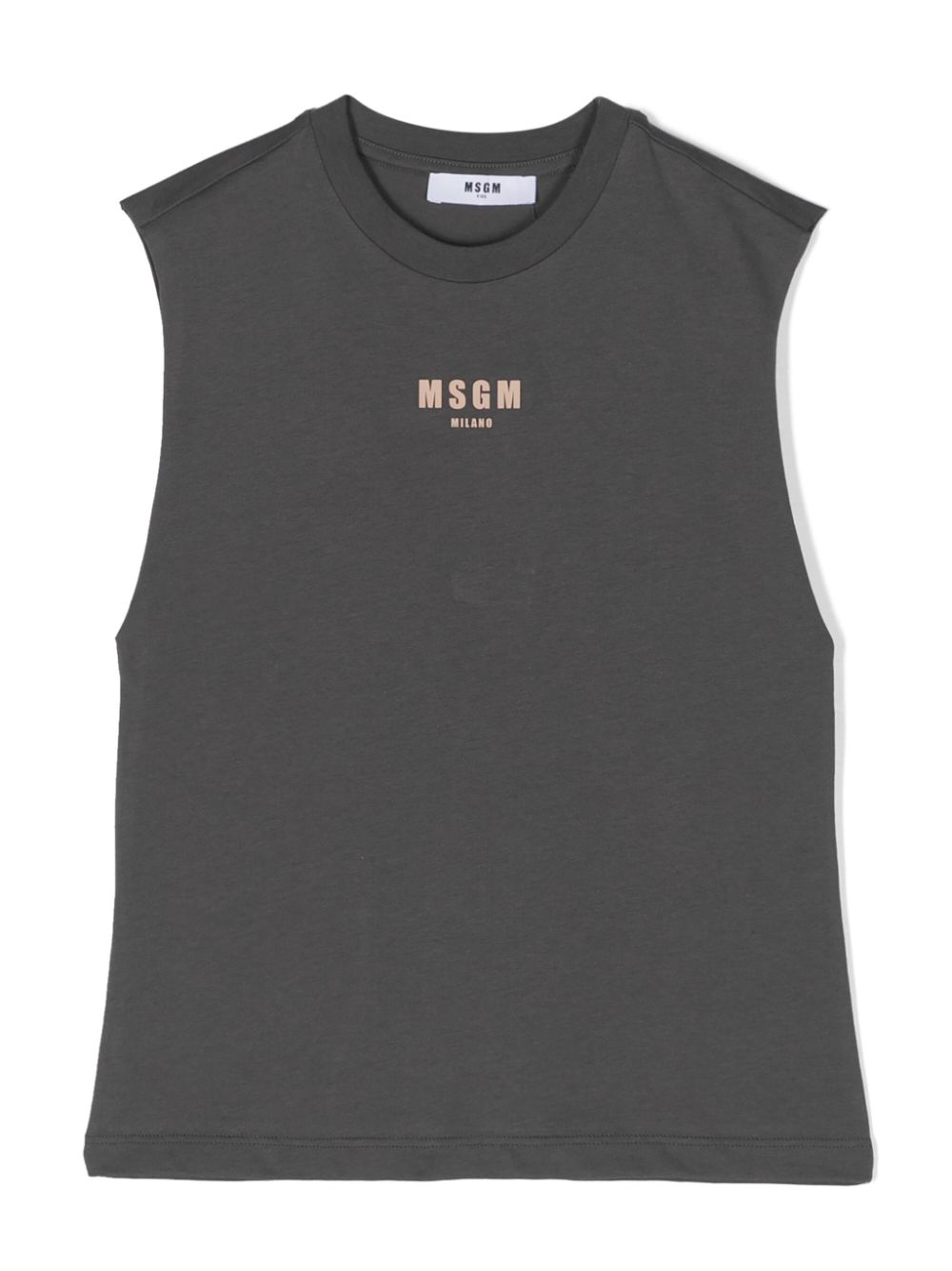 Printed sleeveless cotton T-shirt - Grey