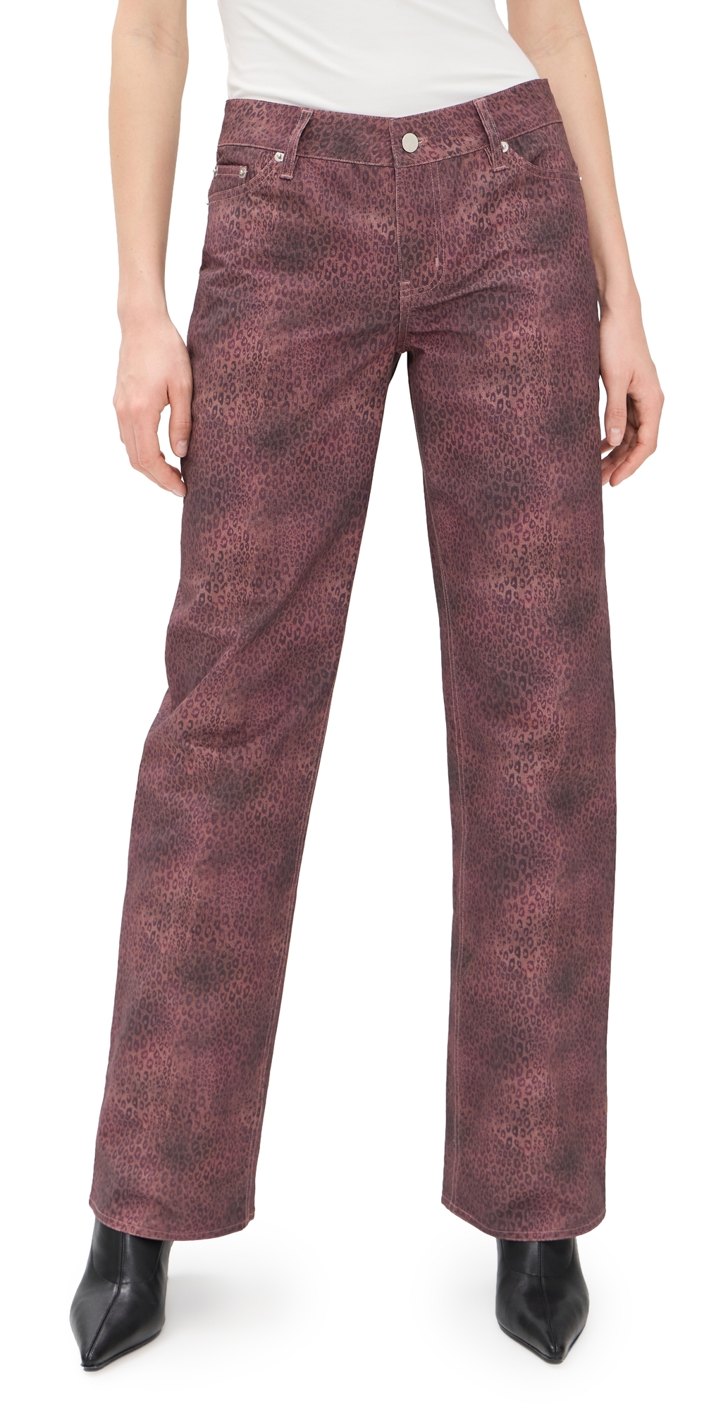 Cicely Straight Leg Trousers Red Leopard