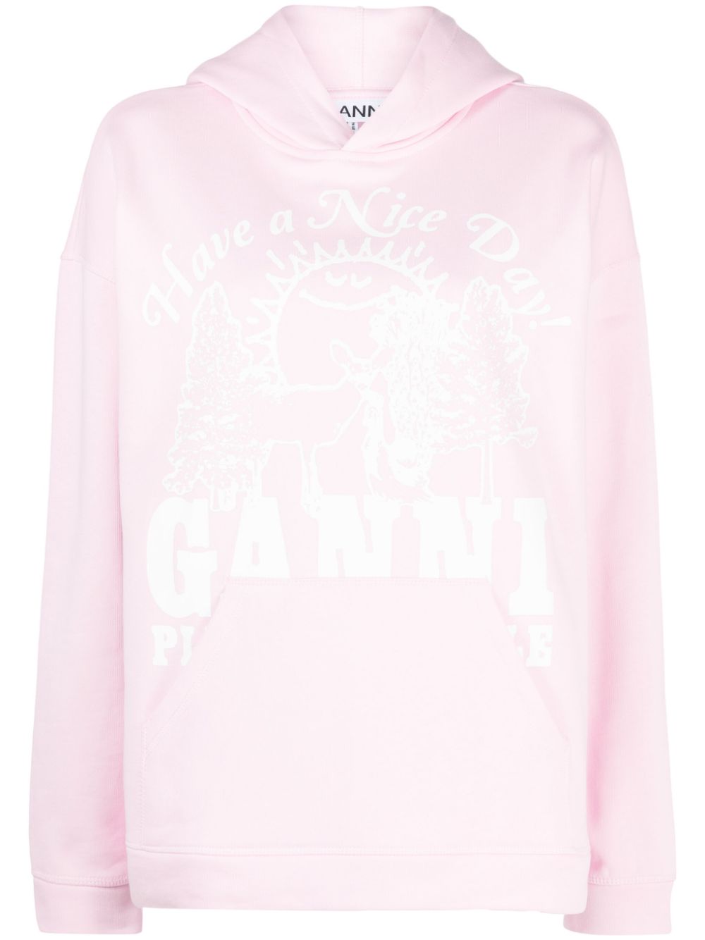 Logo-print organic cotton hoodie - Pink