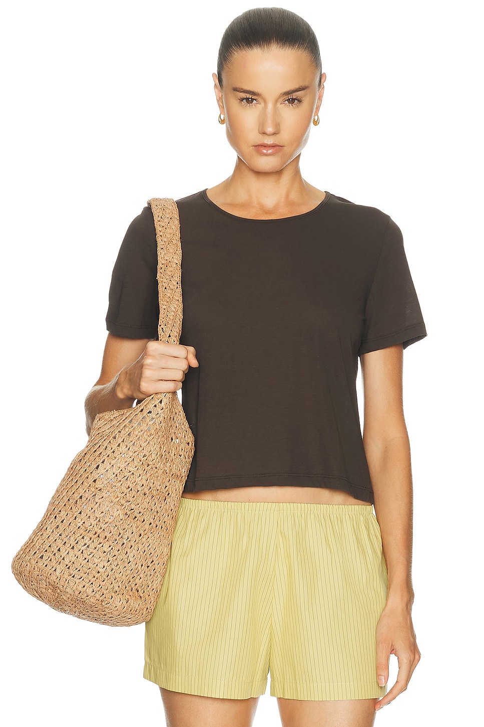 LESET Milo Crop Tee in Brown