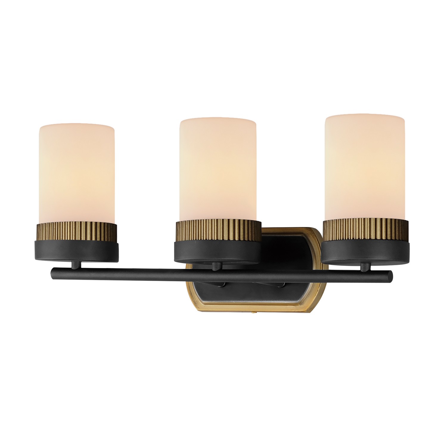 Black Antique Brass Three Light Bath Vanity from the Ruffles Collection