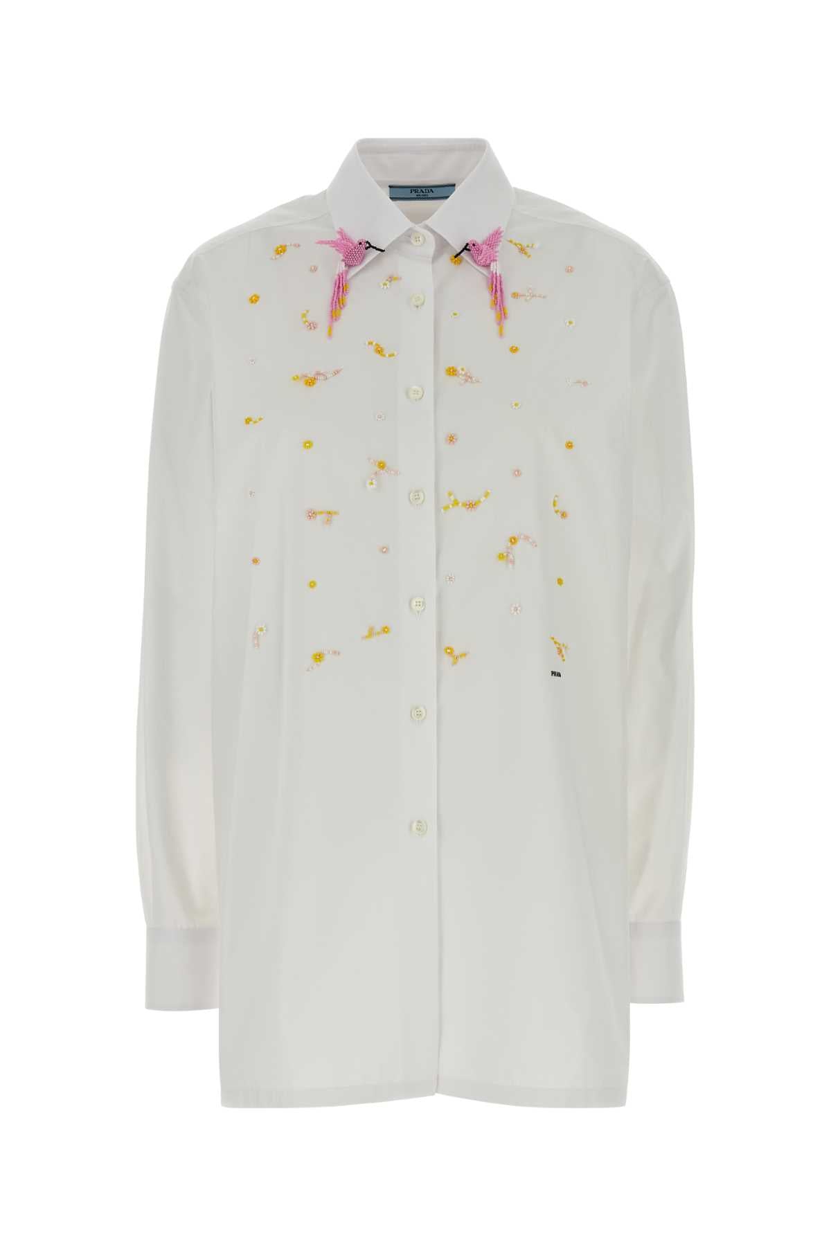 Embroidered Poplin Shirt — White