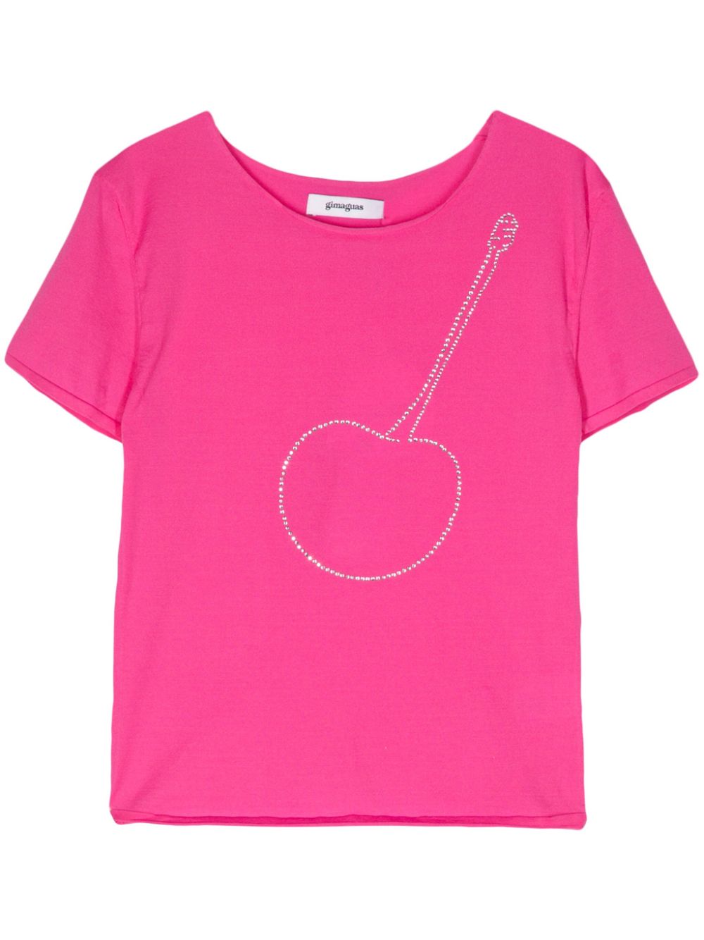 Cherry rhinestone-embellished T-shirt - Pink