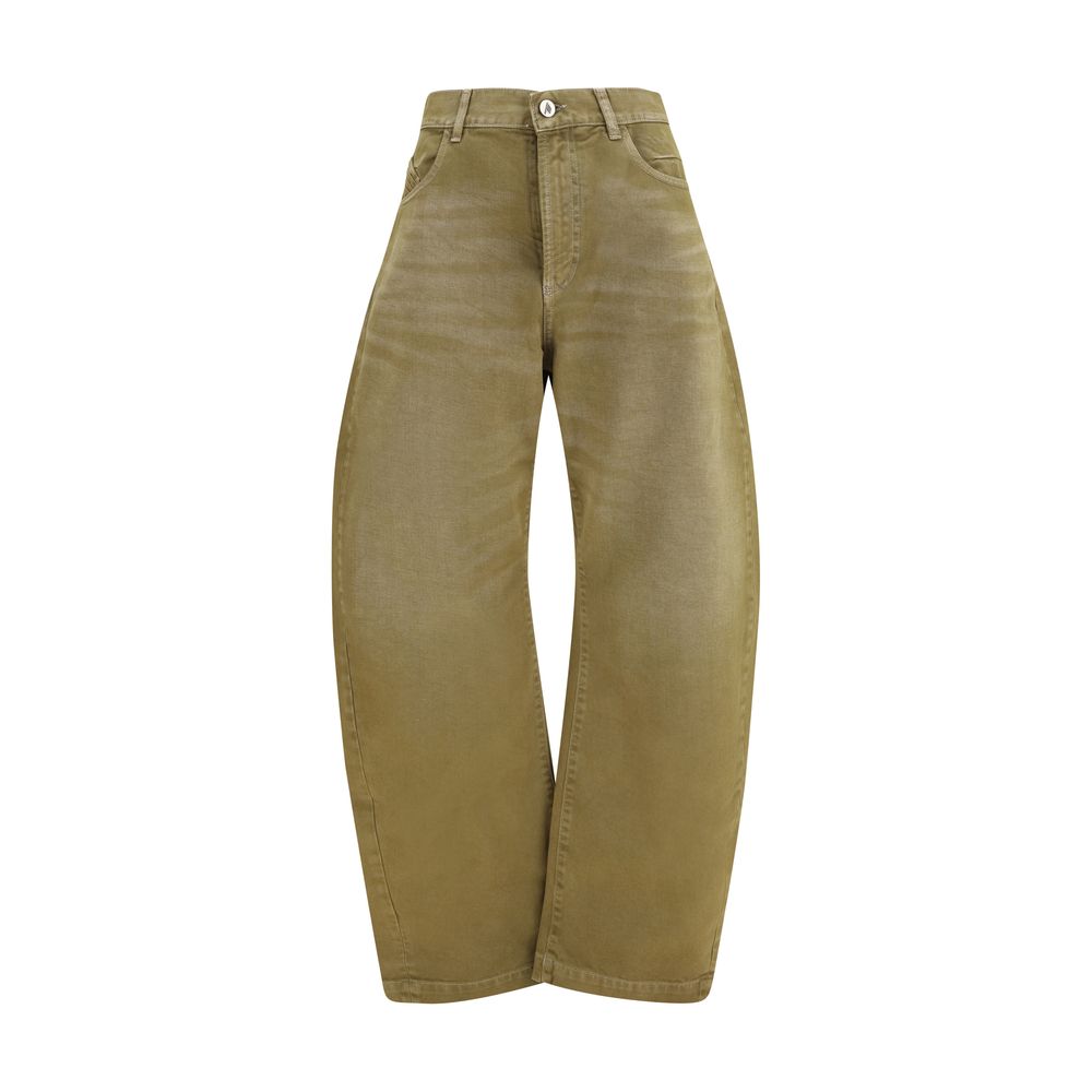 Wide-Leg Cotton Denim Jeans — Brown