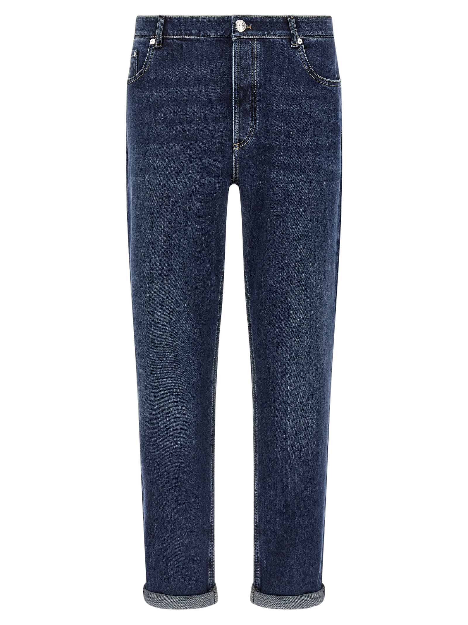 Straight-Leg Cotton Jeans — Blue