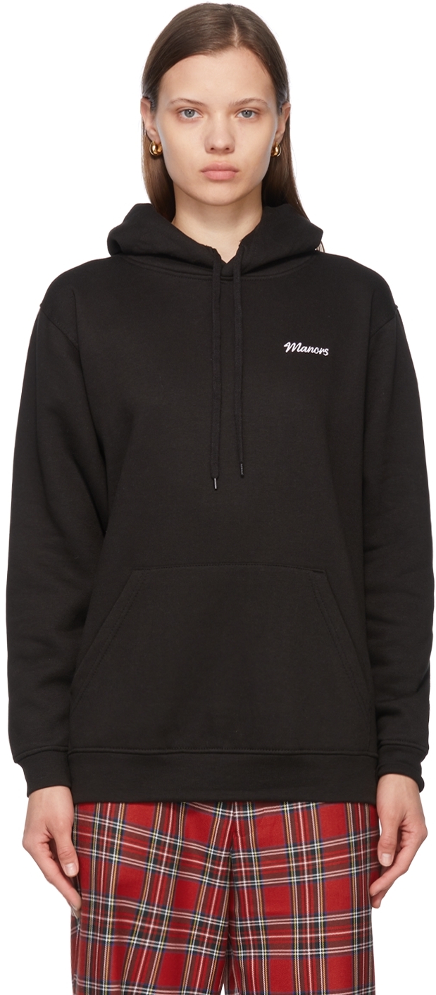 Black Cotton &amp; Polyester Hoodie