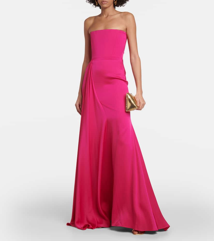 Alex Perry Strapless draped crêpe satin gown