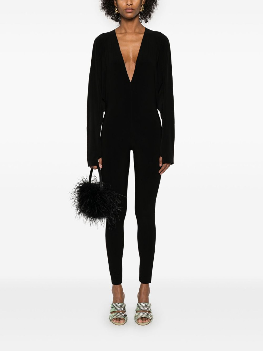 Slim Fit Long Sleeve V Neck Jumpsuit