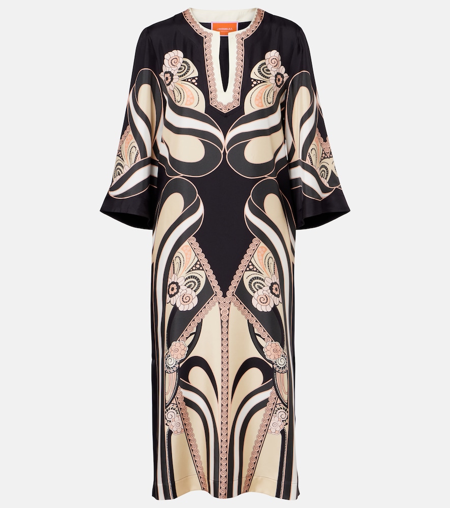 The printed silk twill kaftan