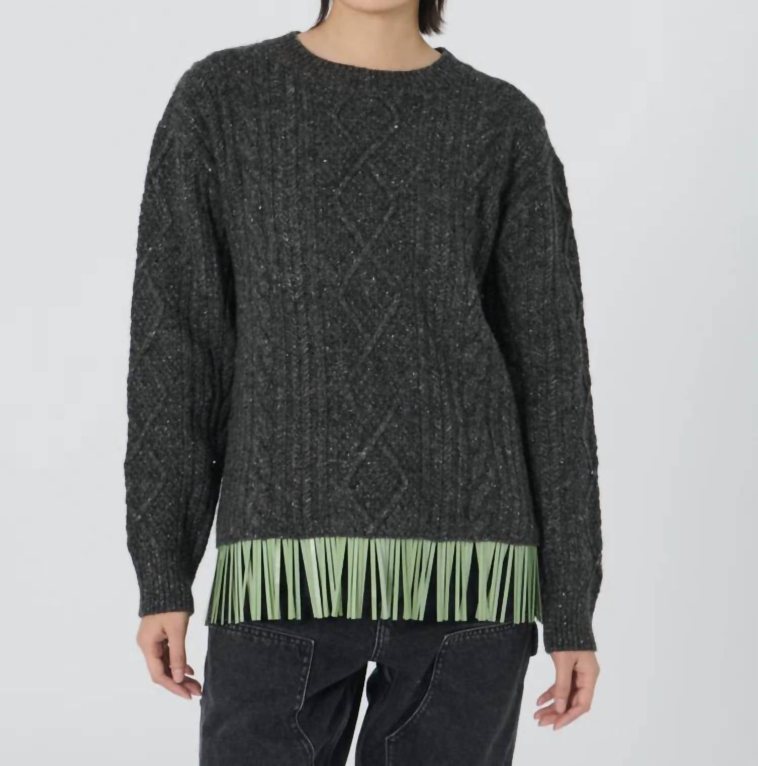 Bianca Crew Sweater In Charcoal