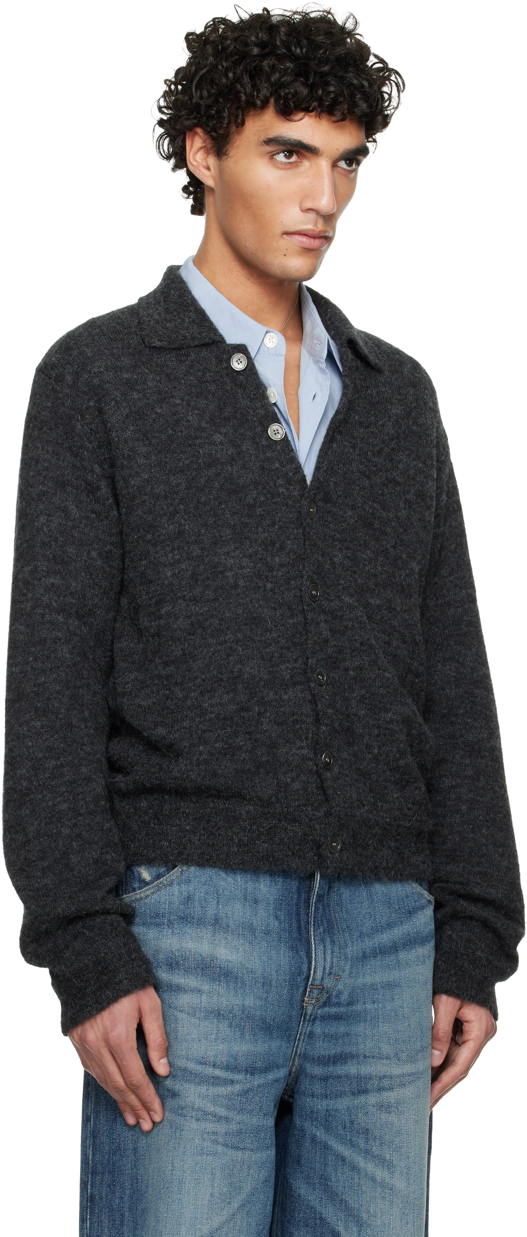 Gray Evening Polo Cardigan