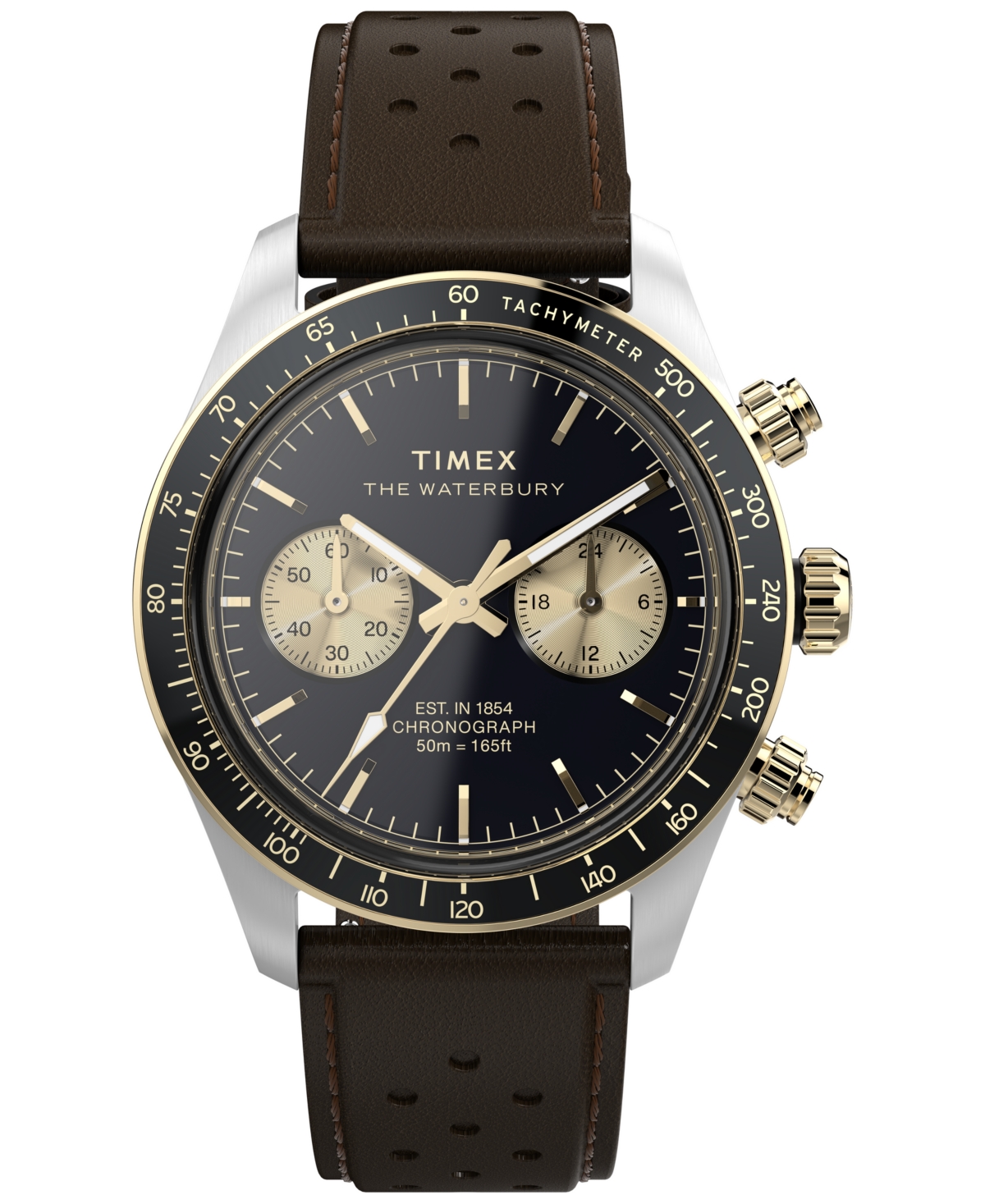 Men's Quartz Analog Brown Leather Watch, 39mm - Brown