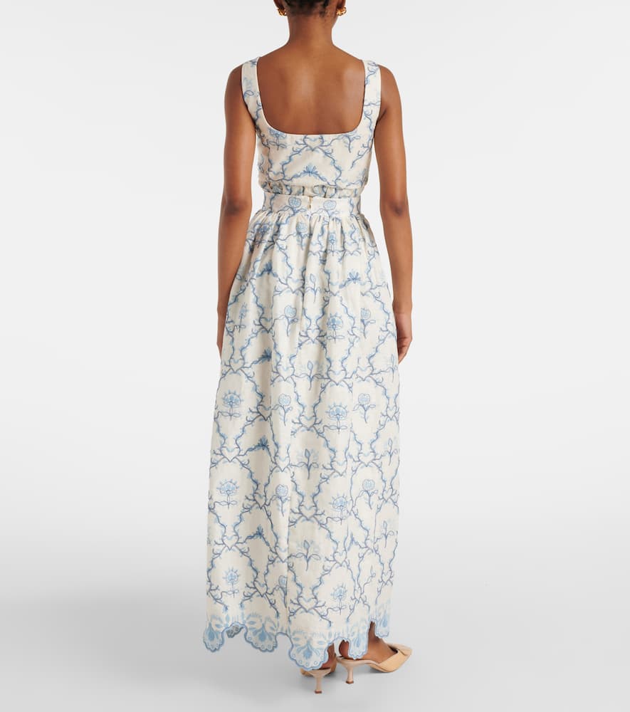 Tangelo floral linen maxi skirt
