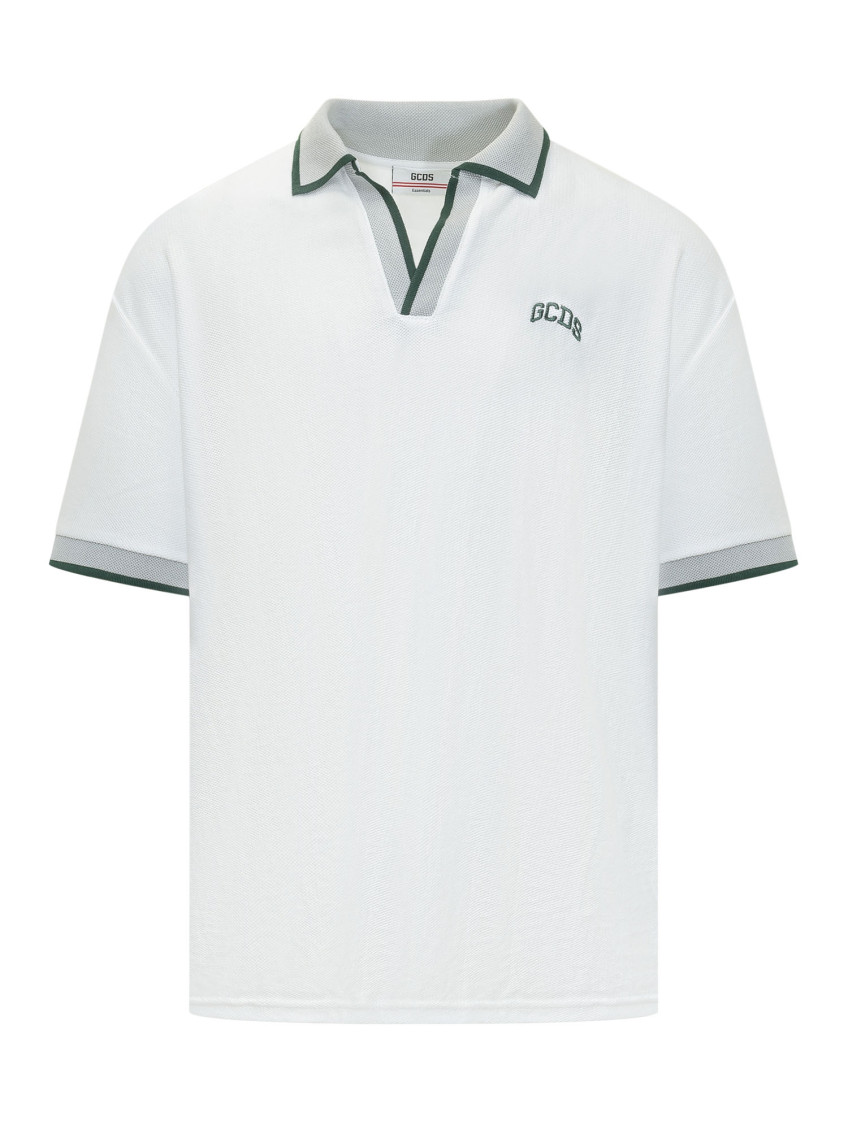 White Logo Shirt Collar Polo