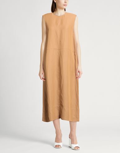 Woman Midi dress Camel Size 6 Viscose, Linen