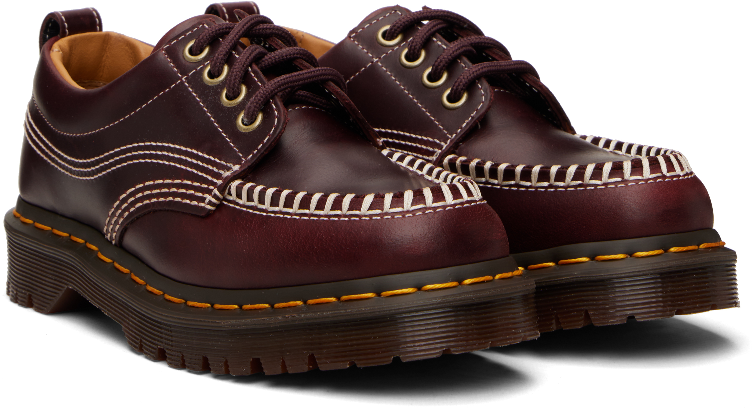 Burgundy Lowell Leather Moc Toe Derbys