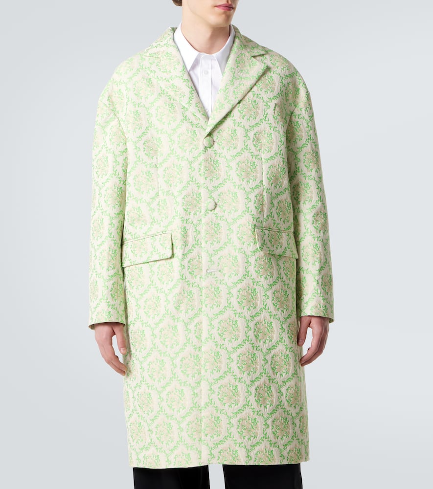 Floral cotton-blend jacquard coat