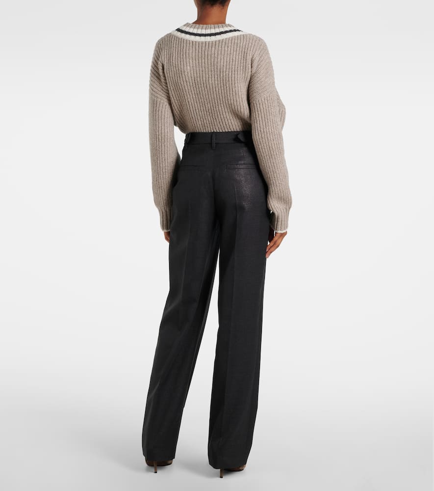 Wool-blend wide-leg pants