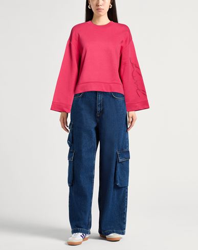 Woman Sweatshirt Magenta Size S Cotton, Polyester