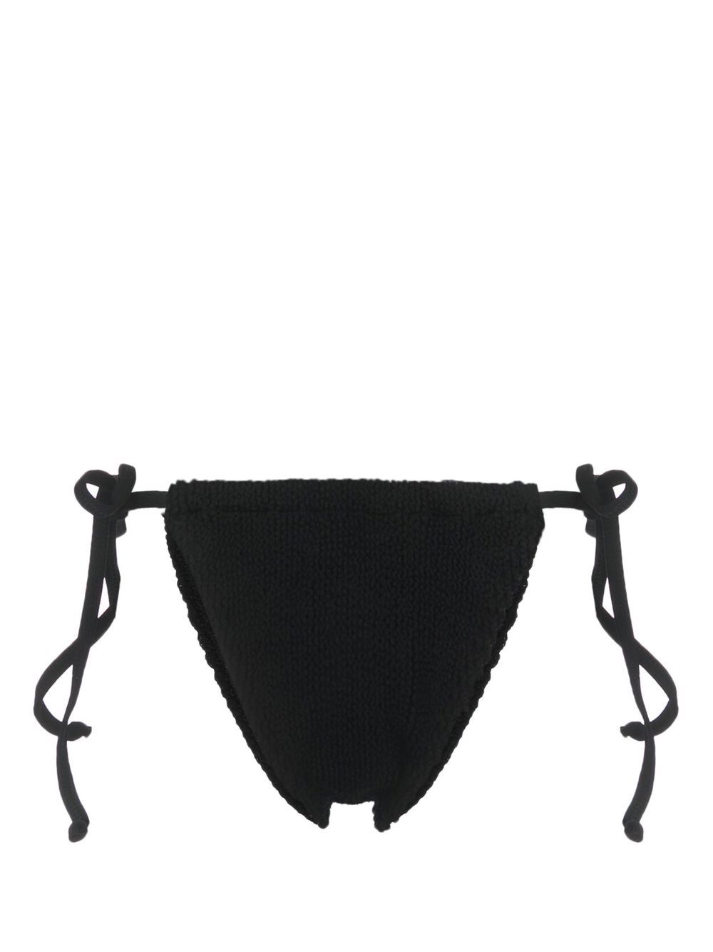 Tie-fastening seersucker bikini bottom - Black