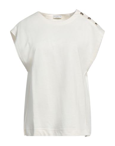 Woman Sweatshirt Cream Size L Cotton, Ramie