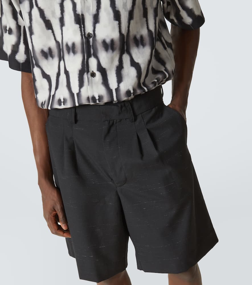 Heathered cotton and wool shorts