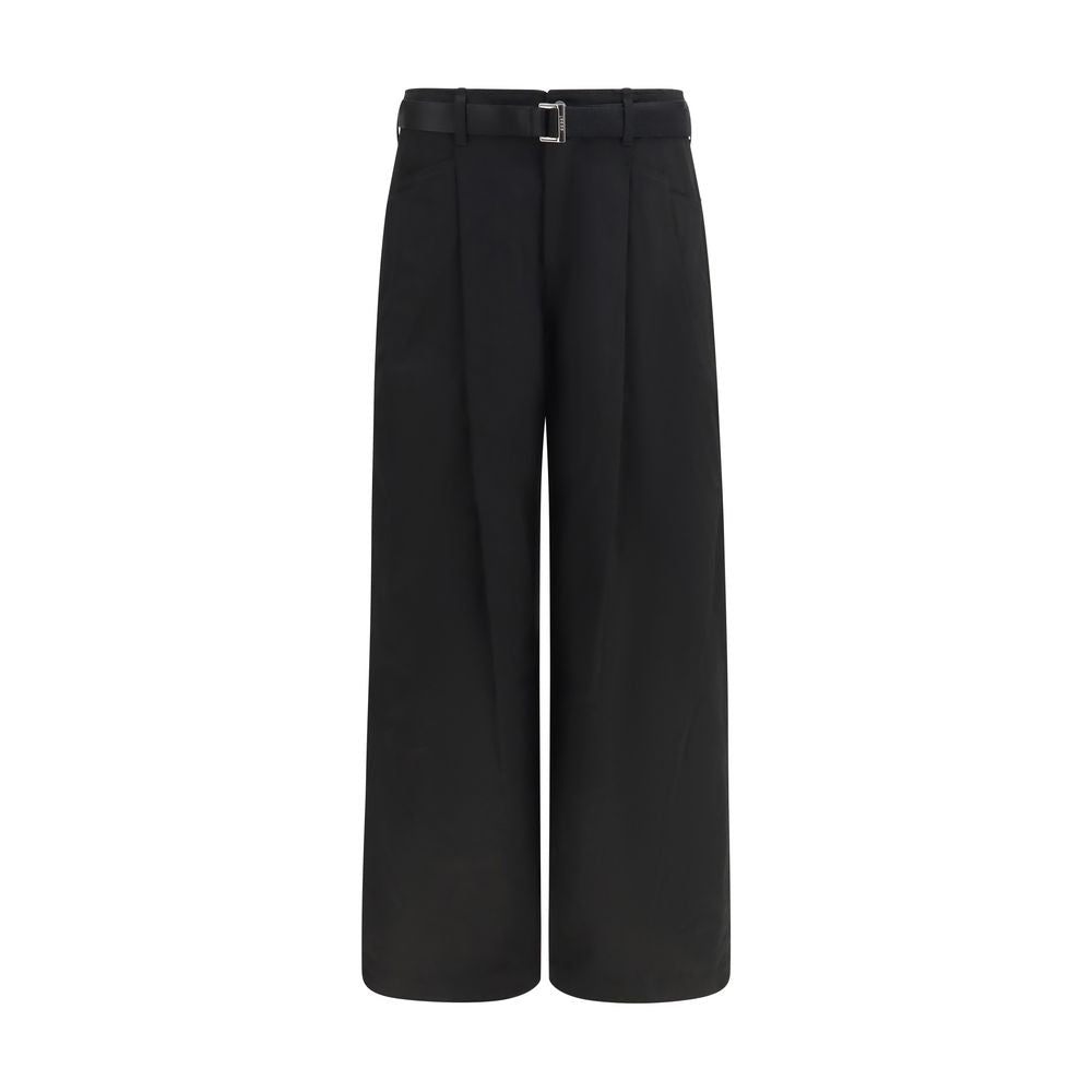 Wide-Leg Cotton Chino Pants — Black