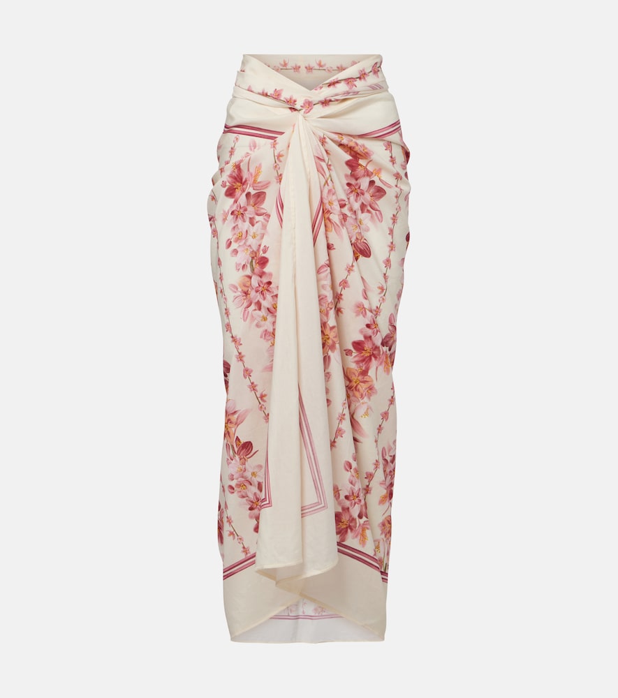 Lavanda floral cotton and silk beach cover-up