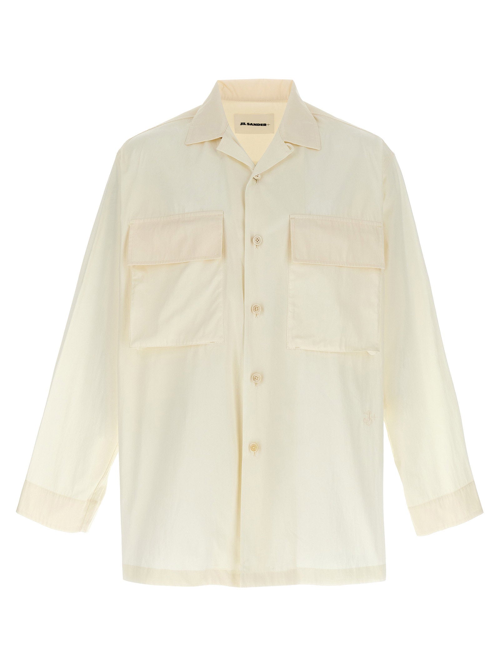 Logo-Embroidered Cotton Poplin Shirt — Cream