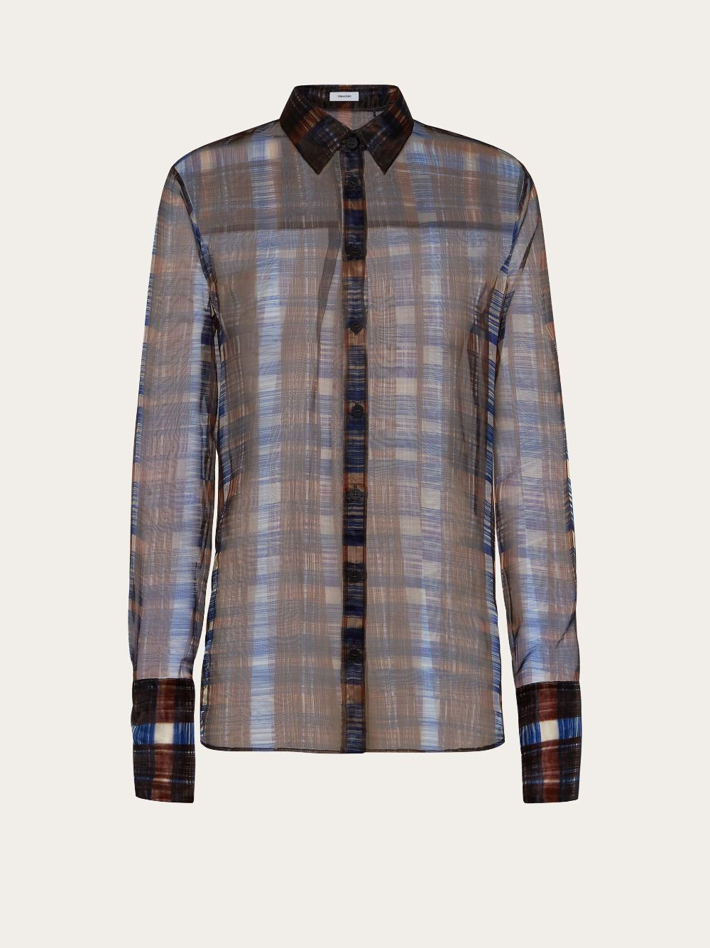 Long-sleeved organza shirt - Brown