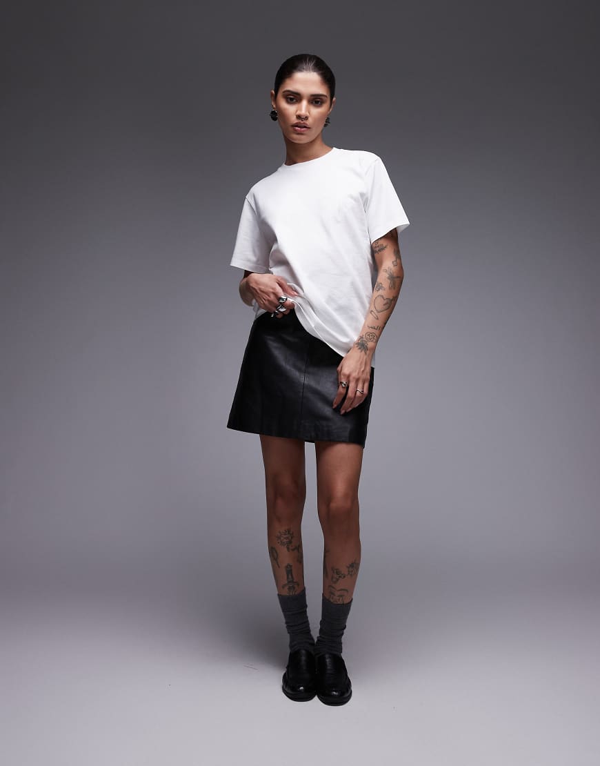 Renai leather mini skirt in black
