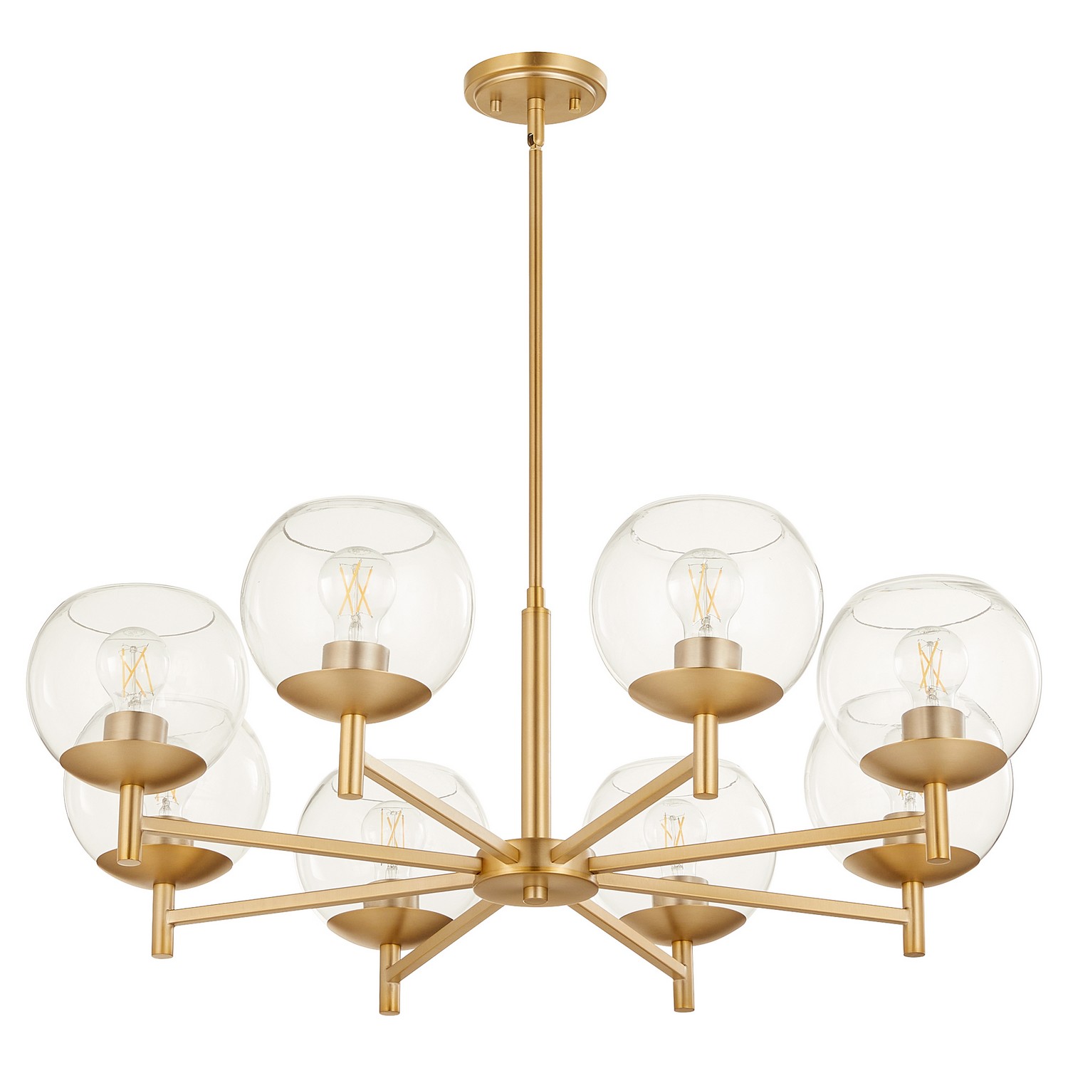 Aged Brass Eight Light Chandelier from the Lyon Collection