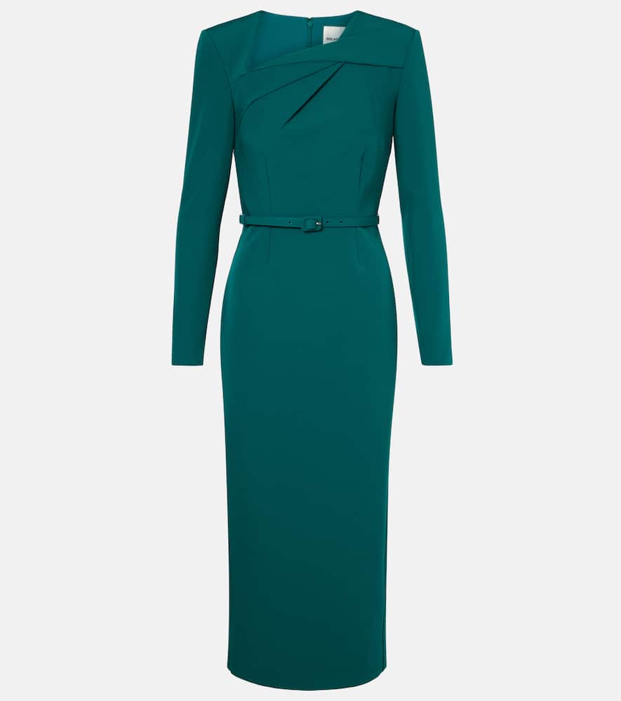 Belted crêpe midi dress