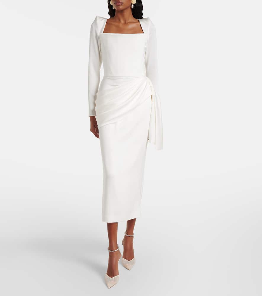 Alex Perry Bridal draped crepe satin bustier gown