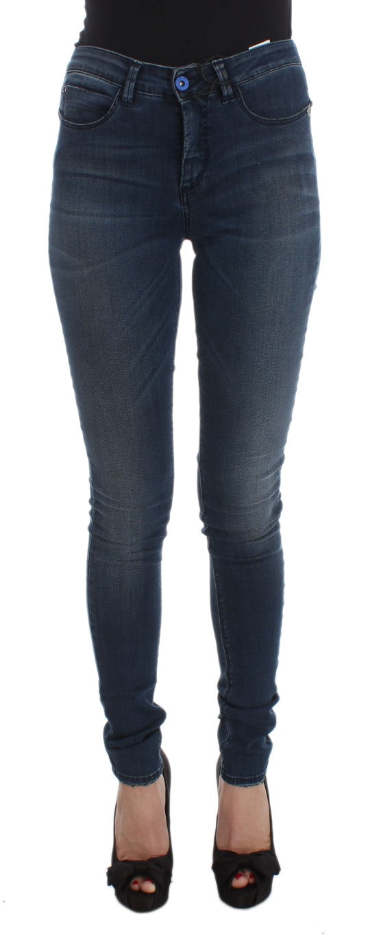 Cotton Blend Slim Fit Jeans — Blue