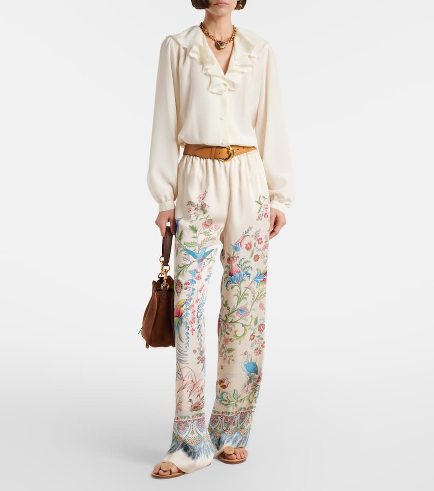Floral wide-leg pants