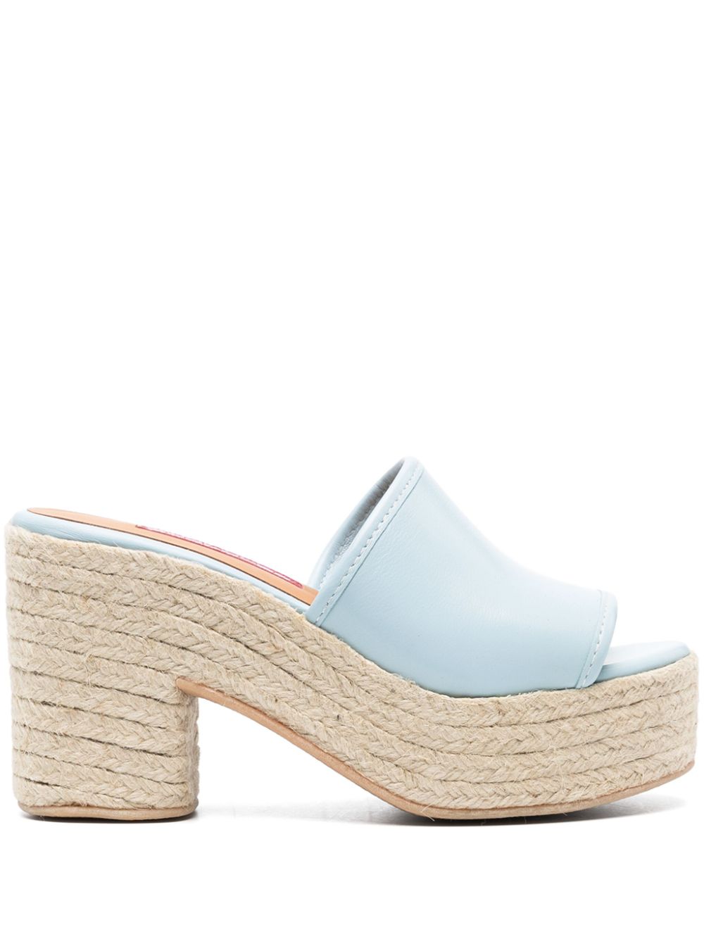 105mm raffia-sole platform mules - Blue