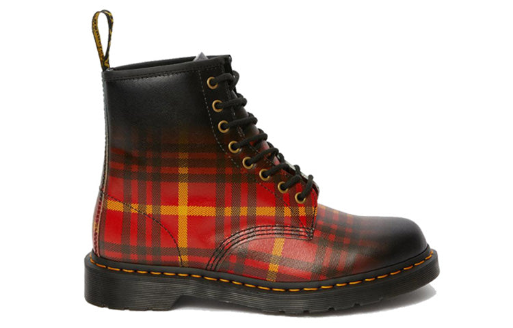 1460 Tartan Leather Boots Black/Orange/Red