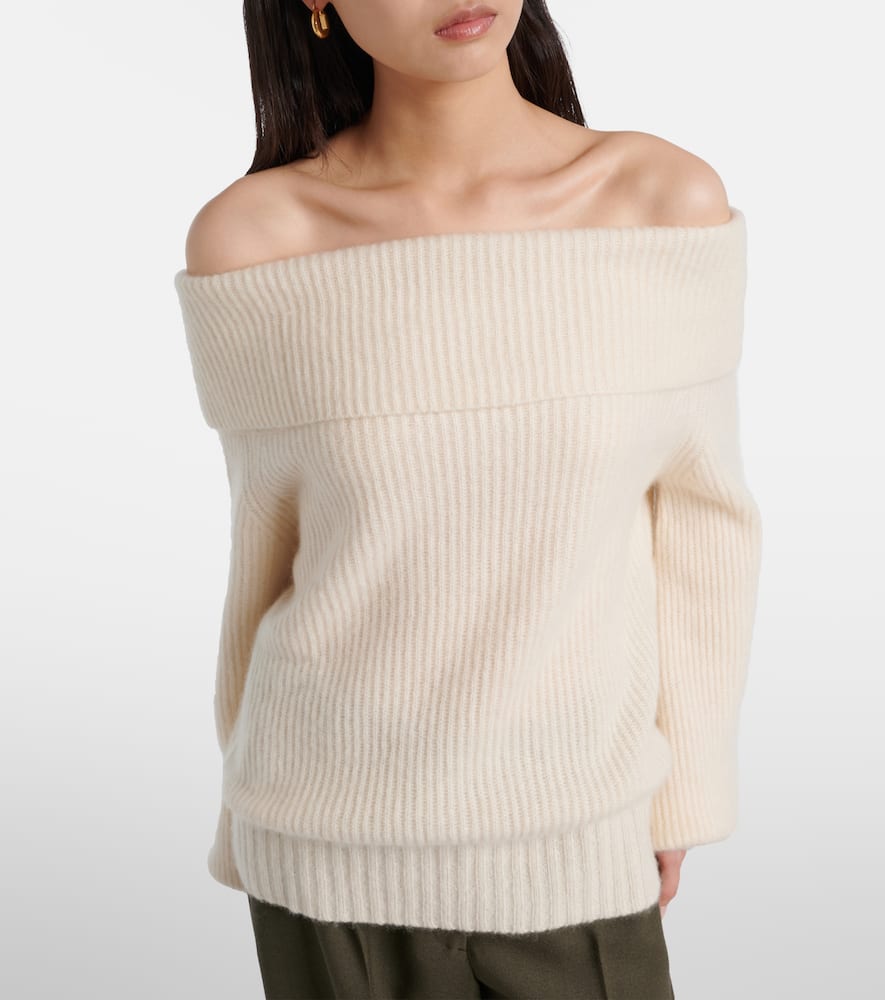 Off-shoulder cashmere and silk sweater