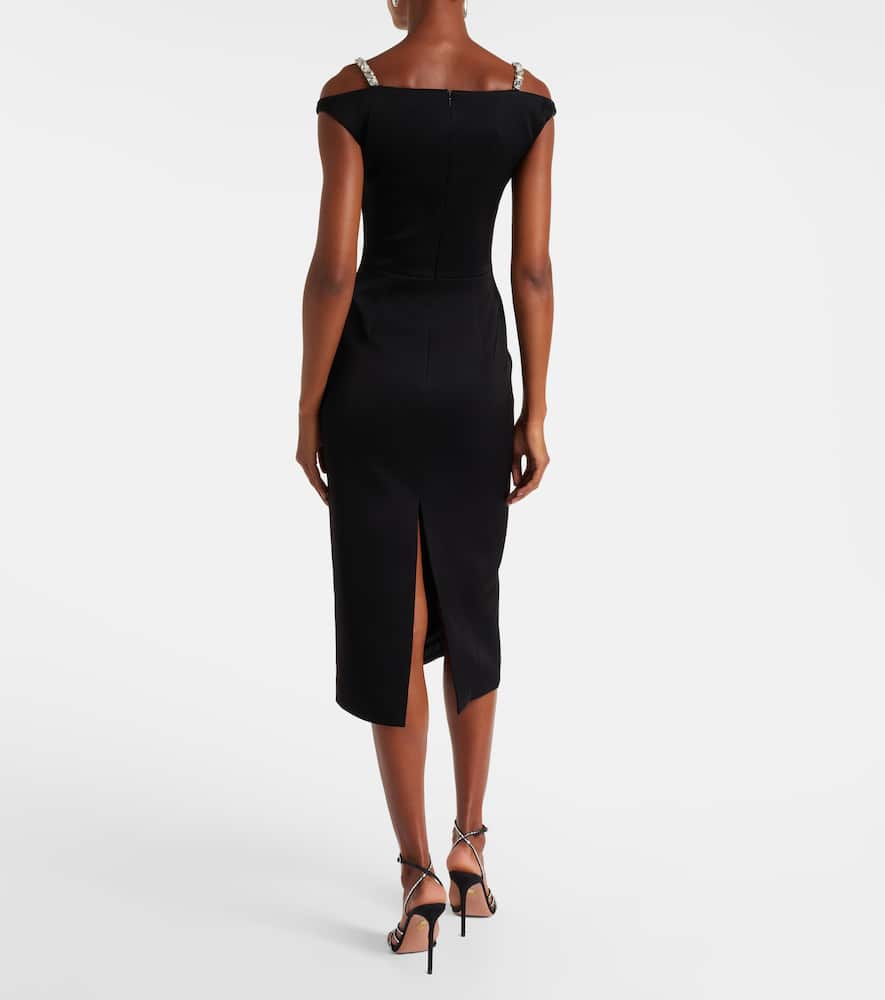 Crystal-embellished satin midi dress