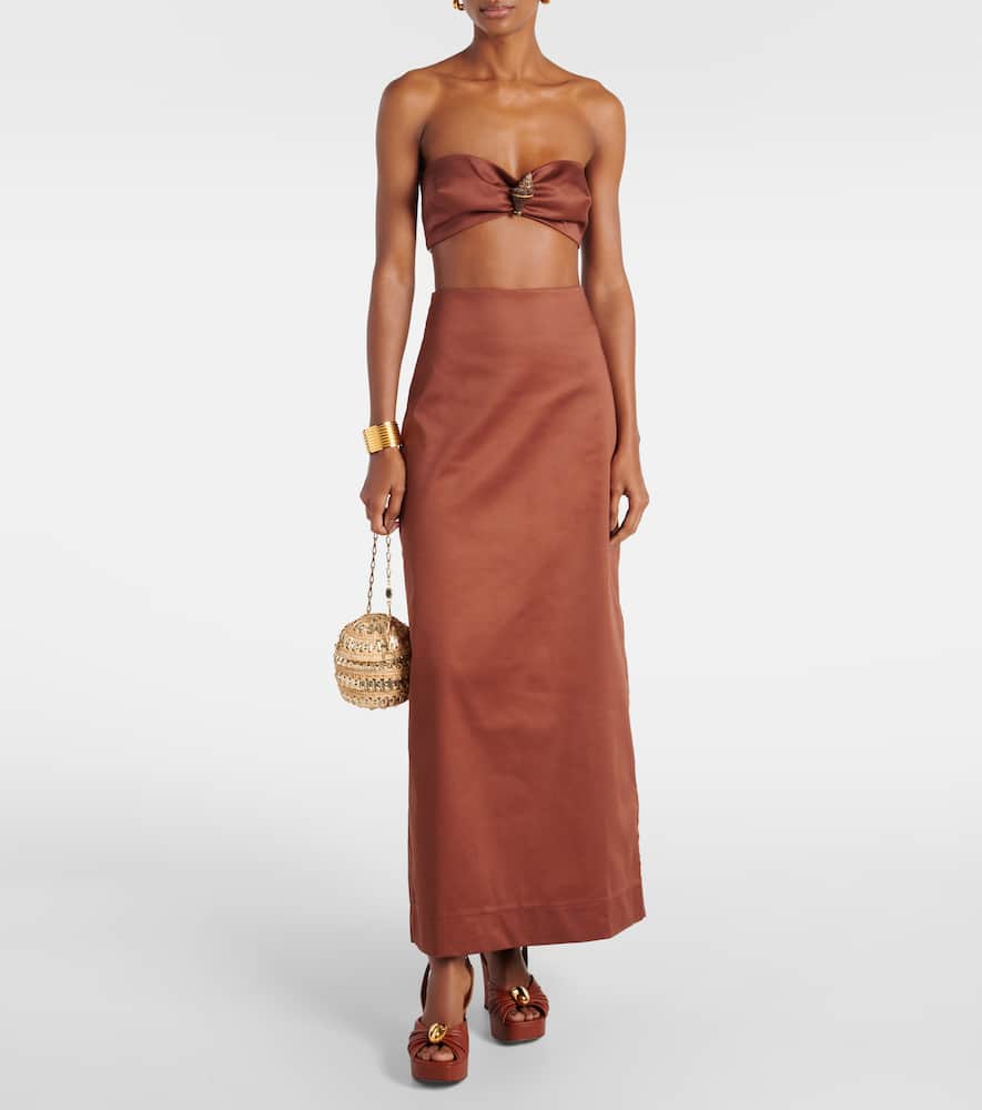 Solid cotton maxi skirt
