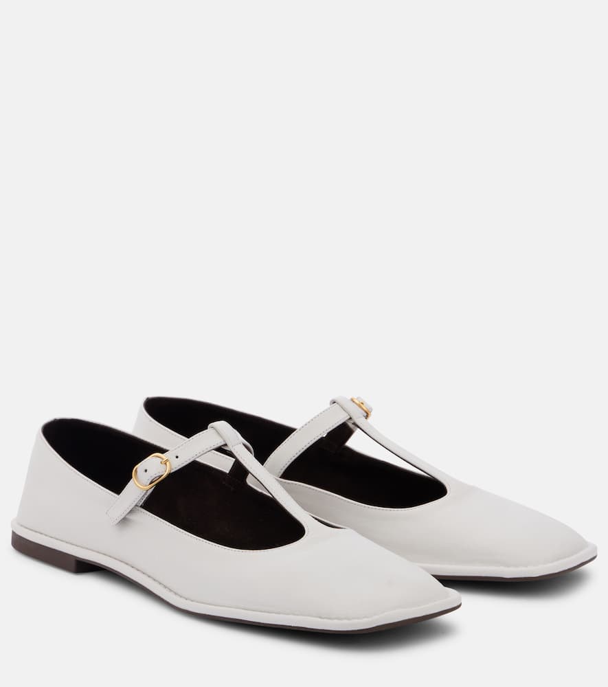The Row Square T-Strap leather ballet flats