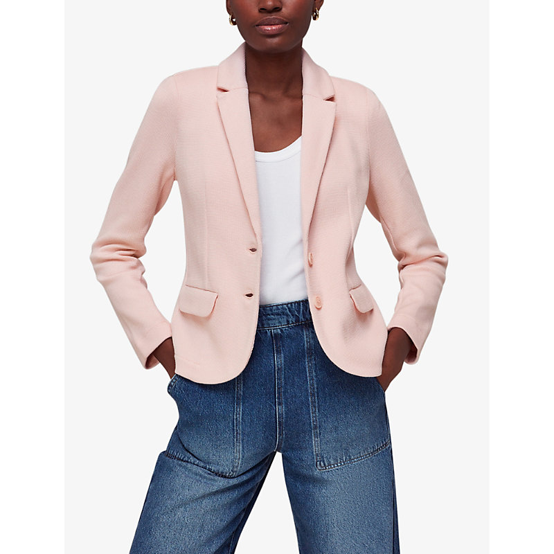 Womens Pink Slim-fit Notch-lapel Cotton-jersey Blazer