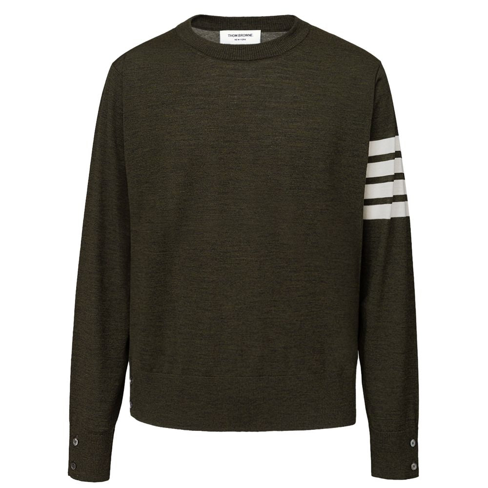 Striped Virgin Wool Sweater — Green
